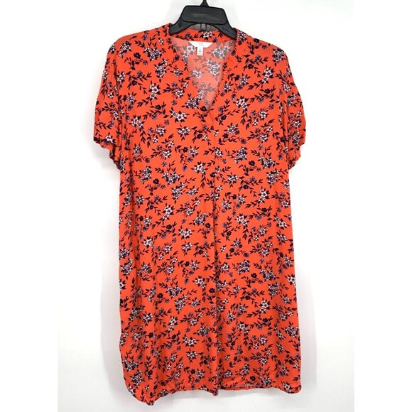 Time and Tru Dress Floral Print V Neck Short Sleeve Pockets - Picture 1 of 10